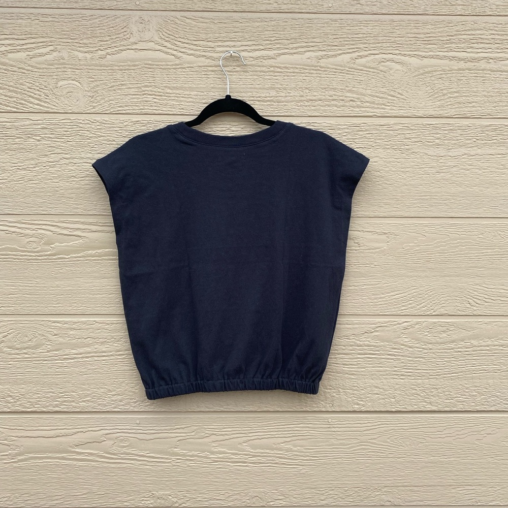 Small Black Madewell Banded Muscle Tee -  Crew Neck, Cap Sleeves